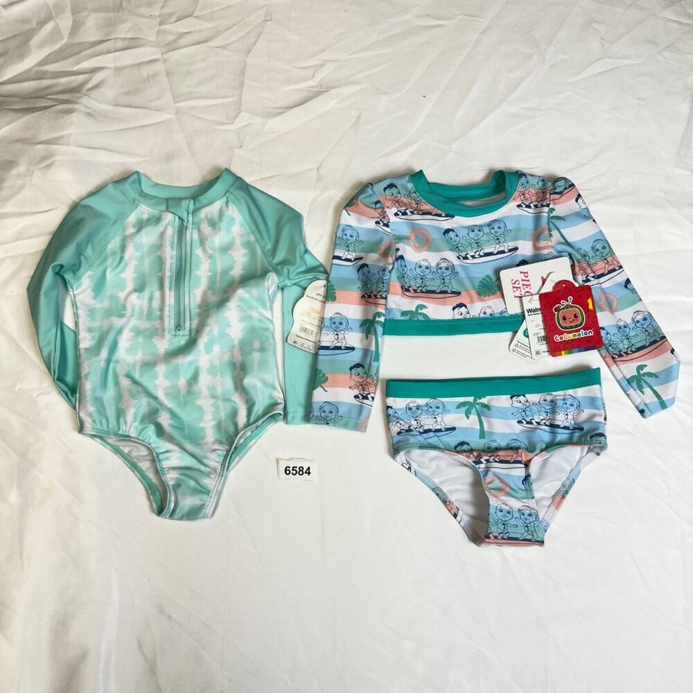 cocomelon / wonder nation bundle 18 months girls bath suits nwt